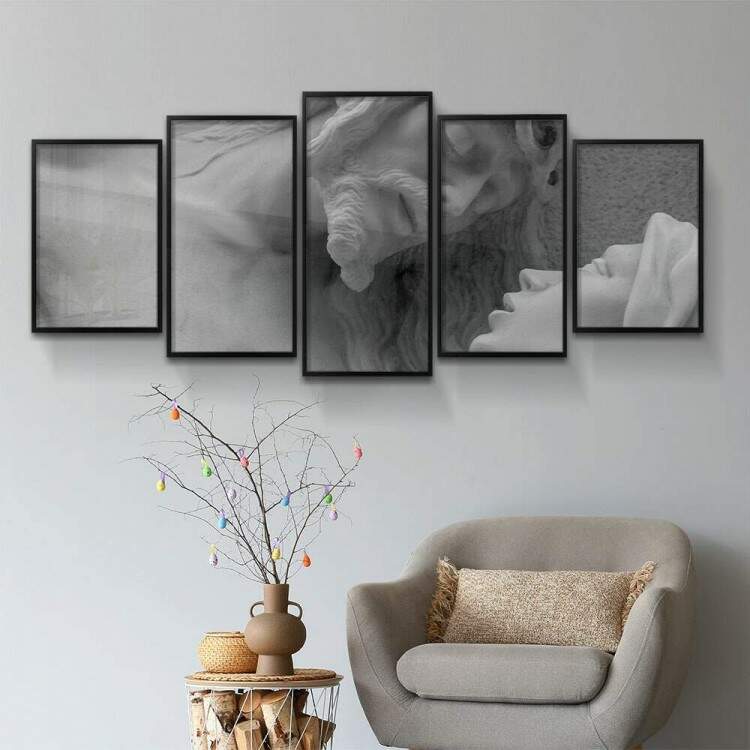 Kit 5 Quadros Decorativos Mosaico Esttuas