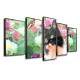 Kit 5 Quadros Decorativos Mosaico Gato nas Folhas