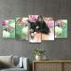 Kit 5 Quadros Decorativos Mosaico Gato nas Folhas