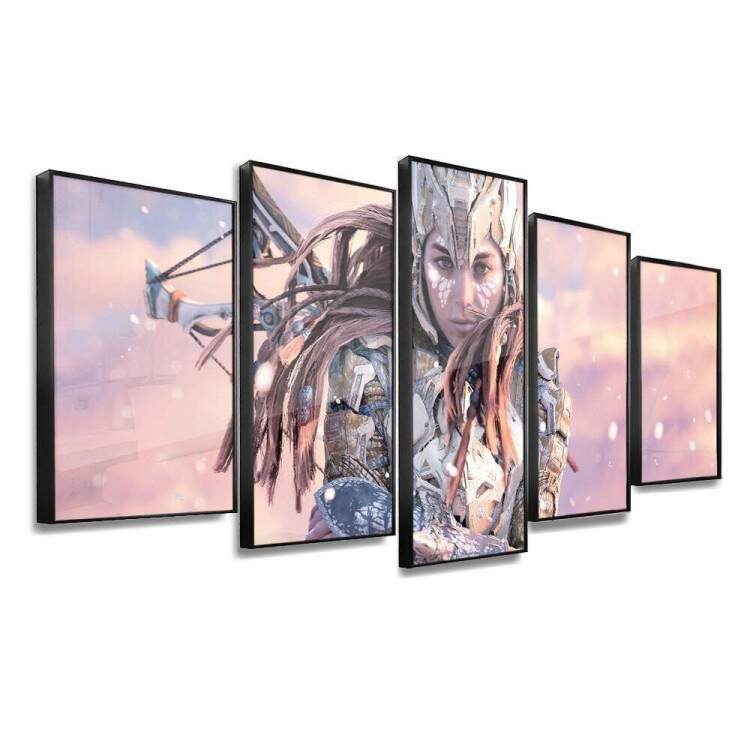 Kit 5 Quadros Decorativos Mosaico Horizon Forbidden West