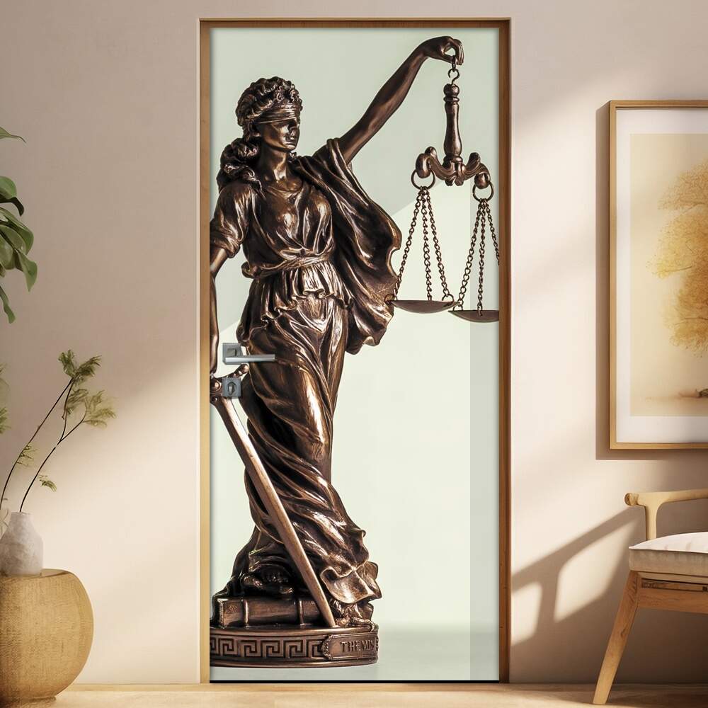 Adesivo Para Porta Estatua Smbolo Advogacia