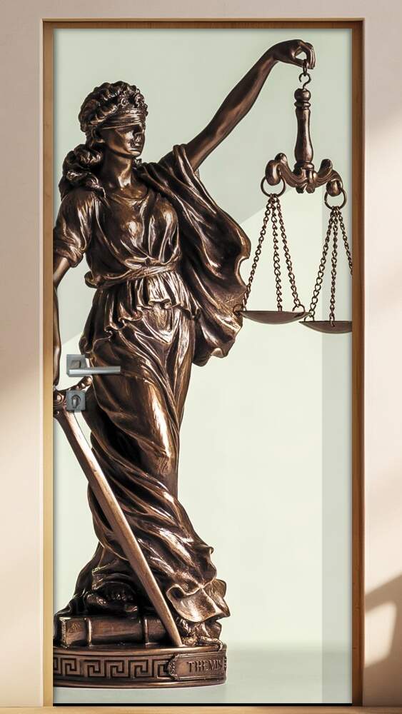 Adesivo Para Porta Estatua S�mbolo Advogacia