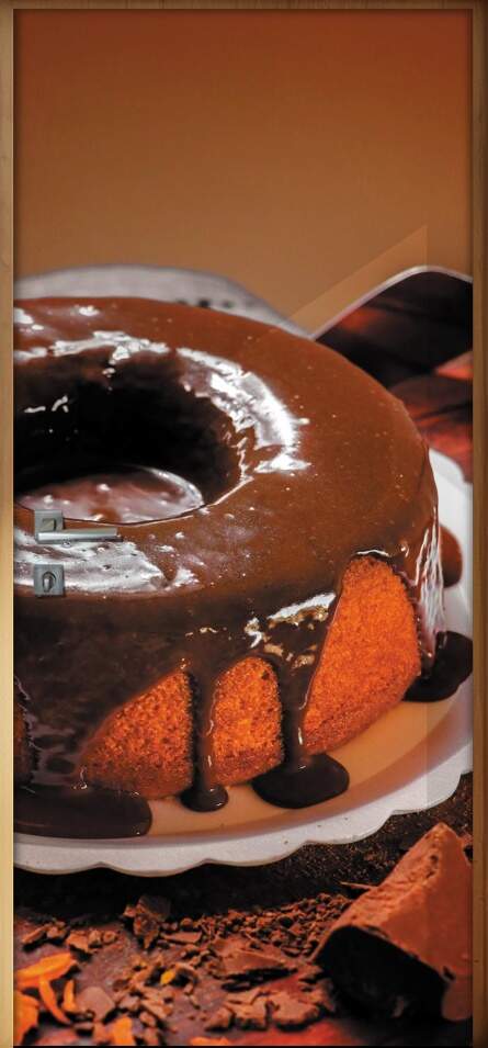 Adesivo Para Porta Confeitaria Bolo De Cenoura Com Cobertura De Chocolate