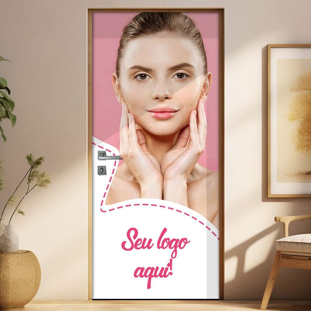 Adesivo Para Porta Esttica Beleza Com Sua Logo Personalizada