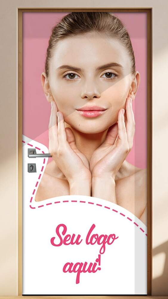 Adesivo Para Porta Est�tica Beleza Com Sua Logo Personalizada