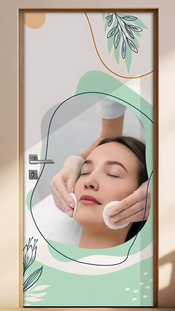 Adesivo Para Porta Est�tica Fundo Minimalista Tom De Verde