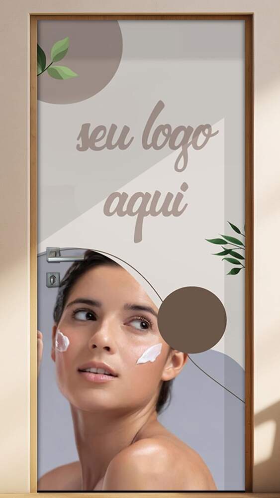 Adesivo Para Porta Est�tica Fundo Minimalista Com Sua Logo Personalizada