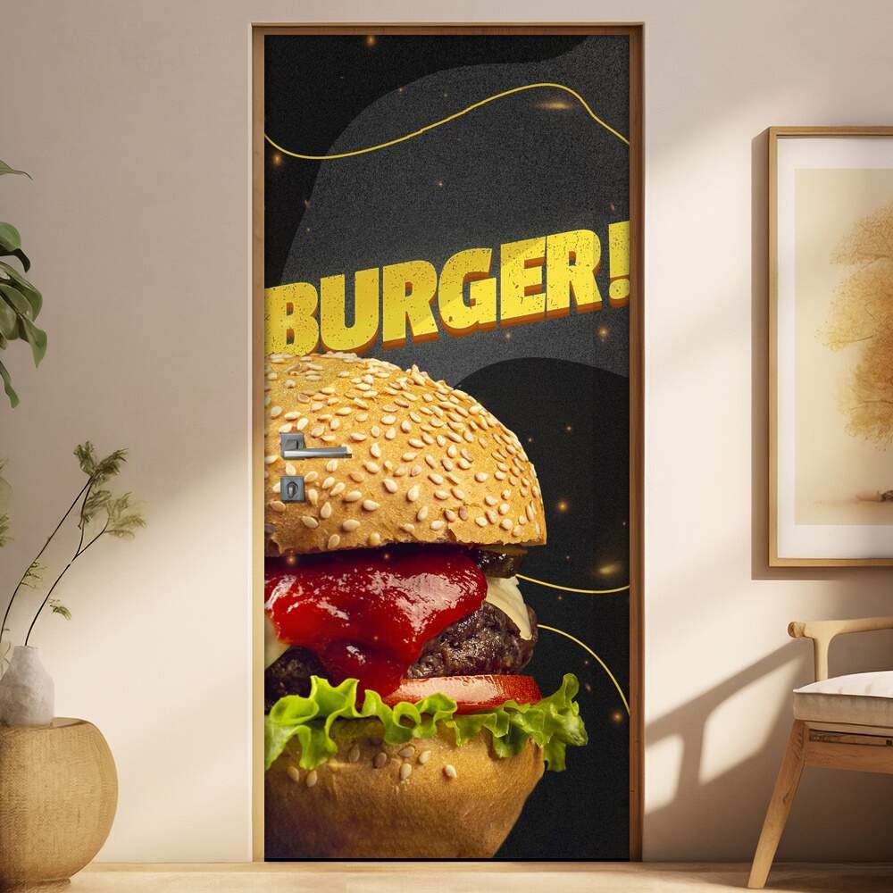 Adesivo Para Porta Lanche Burguer Fundo Preto