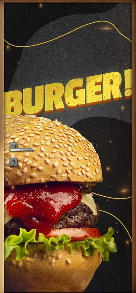 Adesivo Para Porta Lanche Burguer Fundo Preto