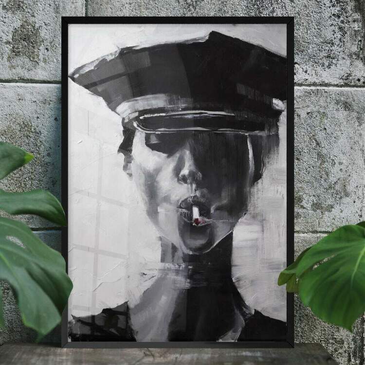 Quadro Decorativo Pintura Mulher Fumando