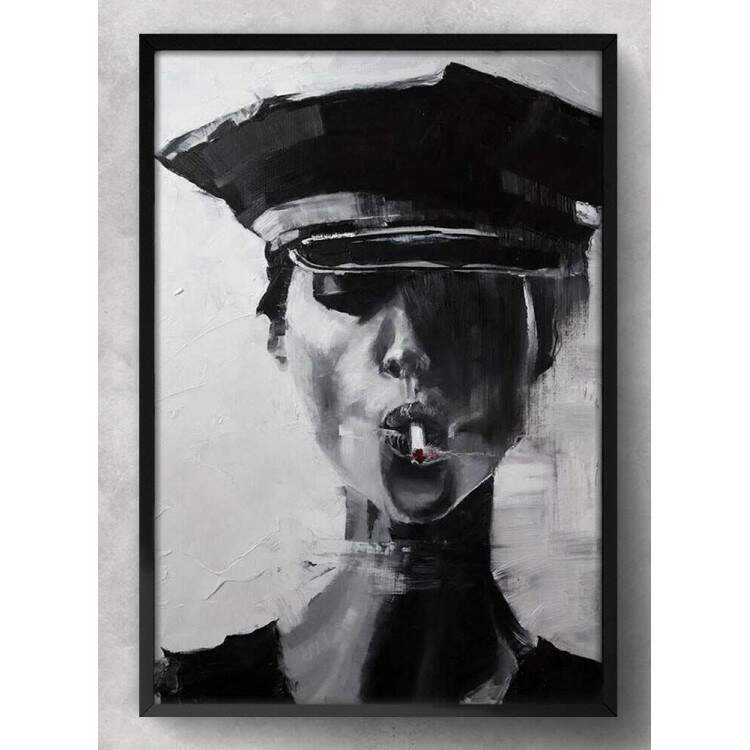 Quadro Decorativo Pintura Mulher Fumando