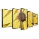 Kit 5 Quadros Decorativos Mosaico Flor Amarela