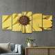Kit 5 Quadros Decorativos Mosaico Flor Amarela