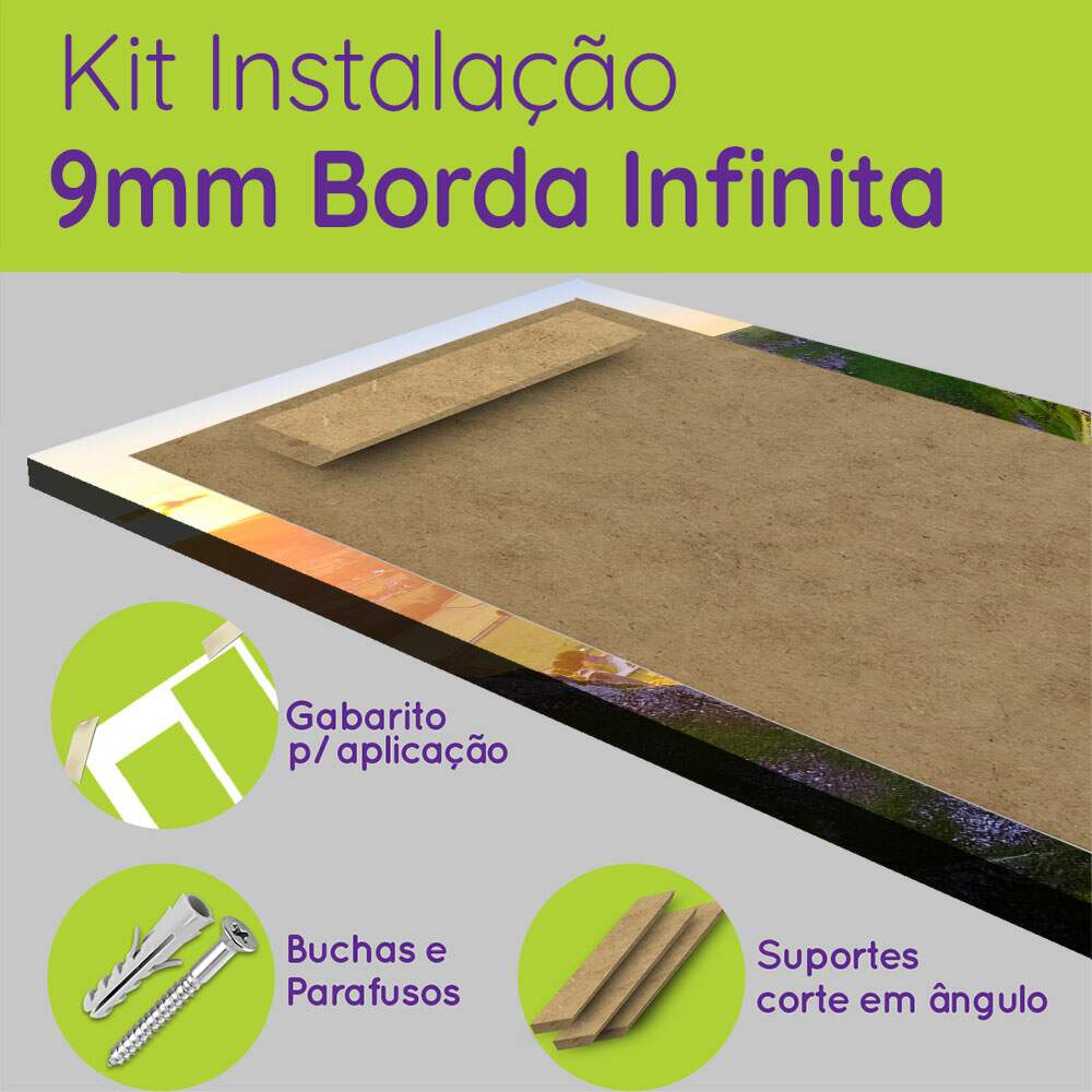 Kit 5 Quadros Decorativos Mosaico Montanhas Por do Sol