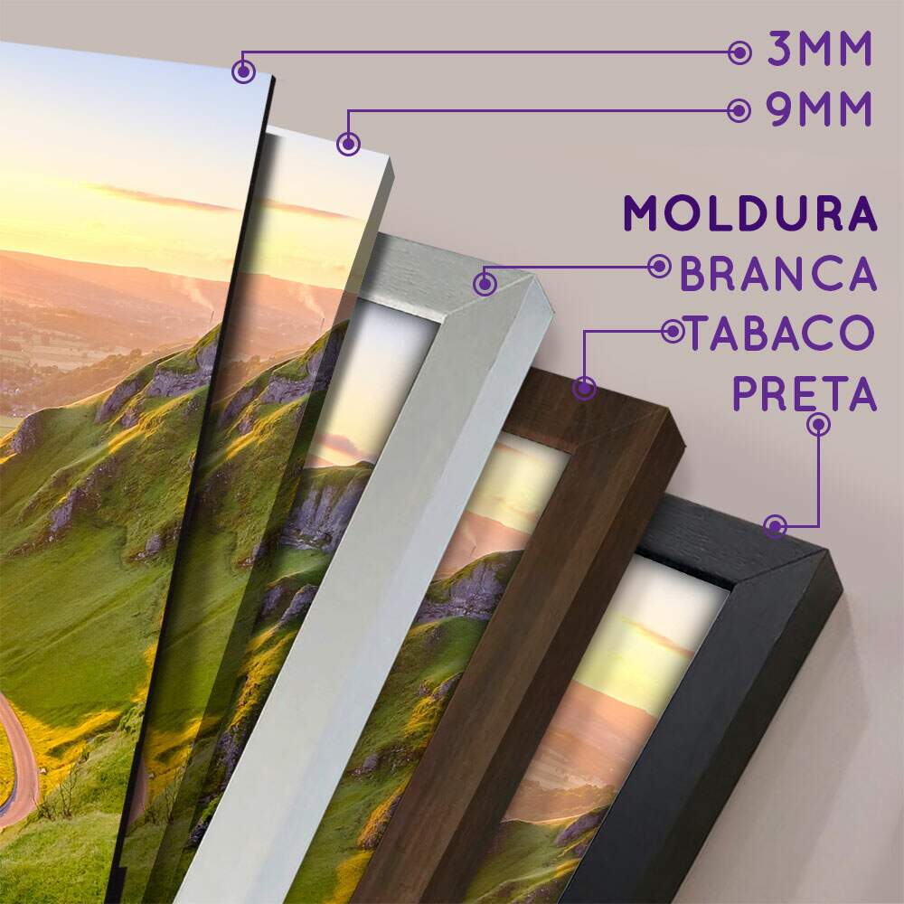 Kit 5 Quadros Decorativos Mosaico Montanhas Por do Sol