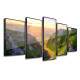 Kit 5 Quadros Decorativos Mosaico Montanhas Por do Sol