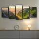 Kit 5 Quadros Decorativos Mosaico Montanhas Por do Sol