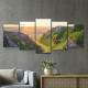 Kit 5 Quadros Decorativos Mosaico Montanhas Por do Sol