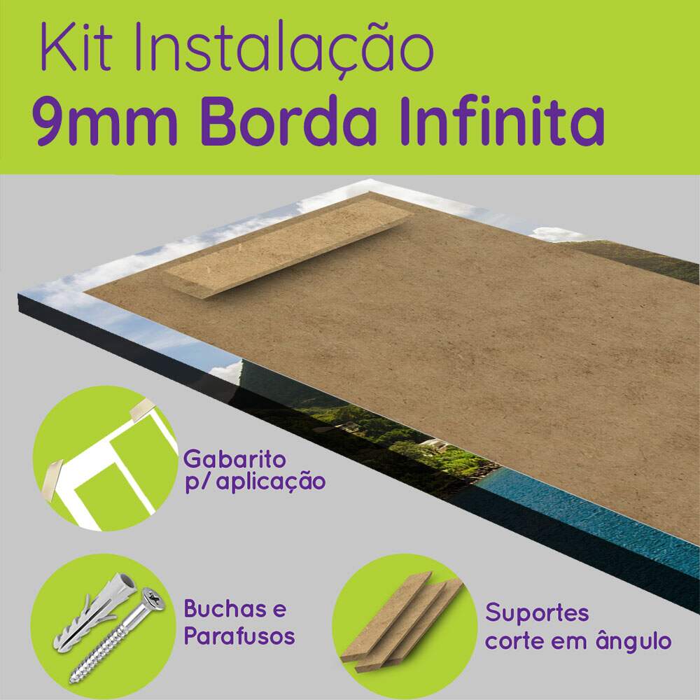 Kit 5 Quadros Decorativos Mosaico Rio e Montanhas