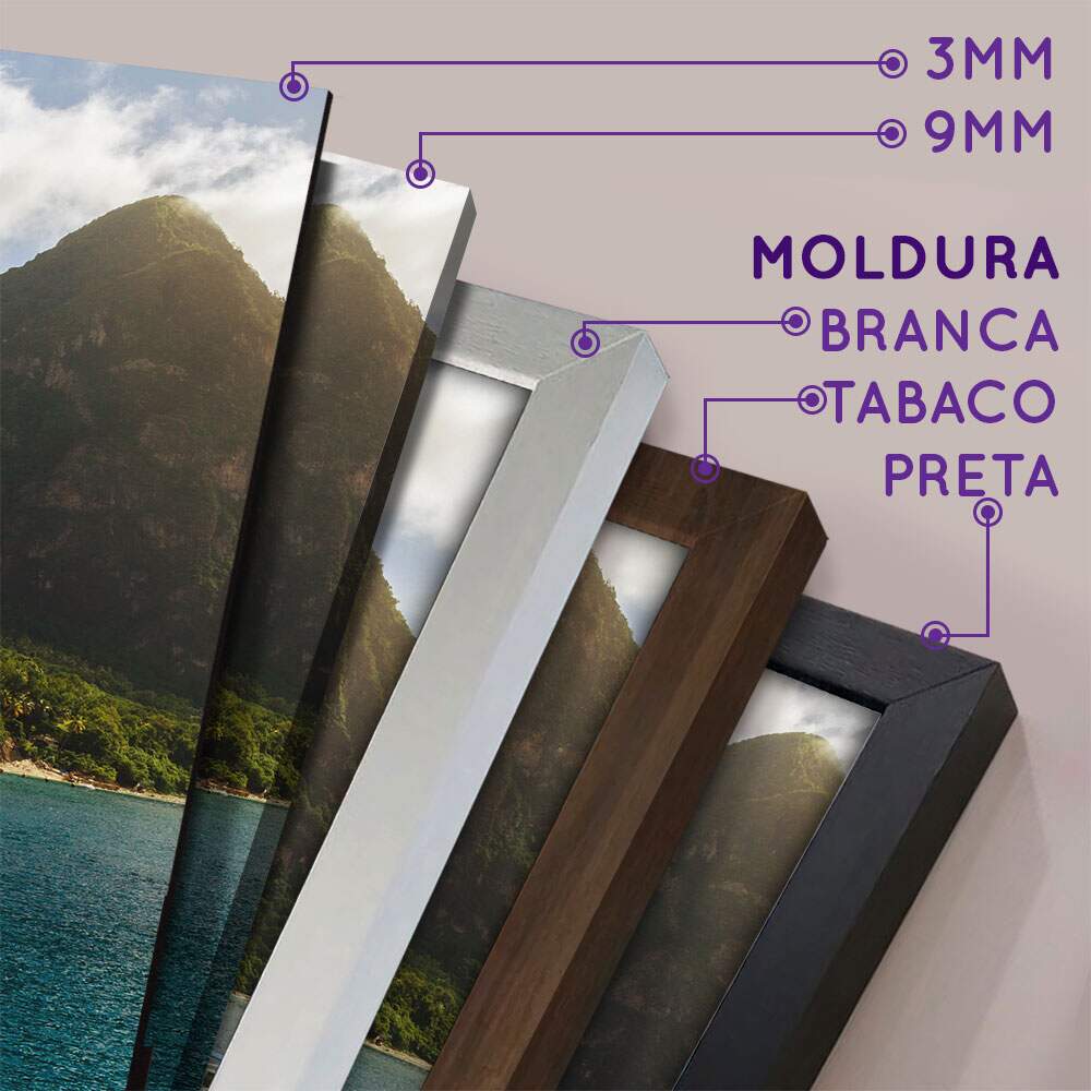 Kit 5 Quadros Decorativos Mosaico Rio e Montanhas