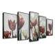 Kit 5 Quadros Decorativos Mosaico Tulipas Vermelhas e Brancas