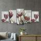 Kit 5 Quadros Decorativos Mosaico Tulipas Vermelhas e Brancas