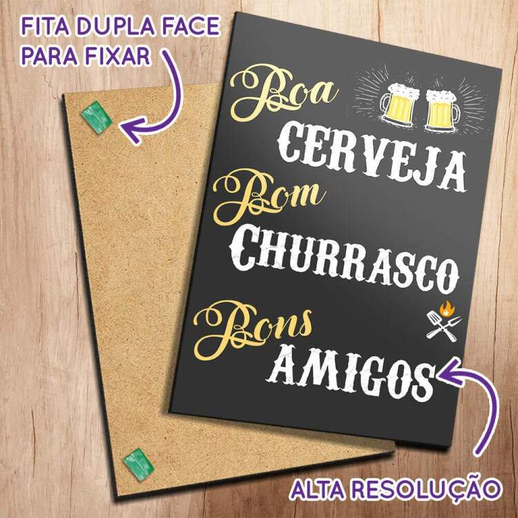 Placa Decorativa boa cerveja bom churrasco bons amigos