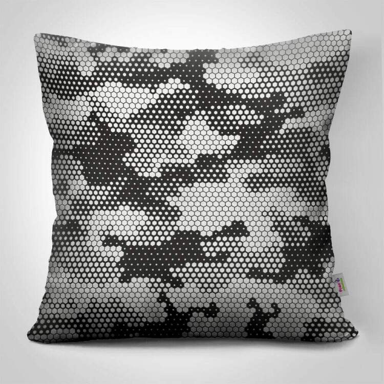Almofada Camuflagem Preto e Branco