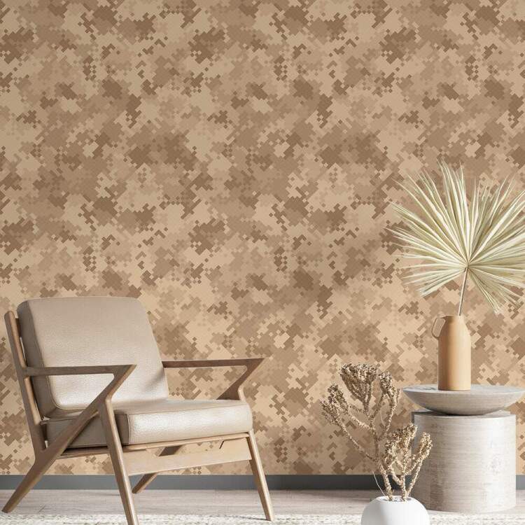 Papel de Parede Camuflagem Bege