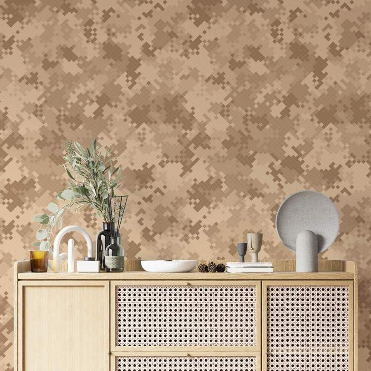 Papel de Parede Camuflagem Bege