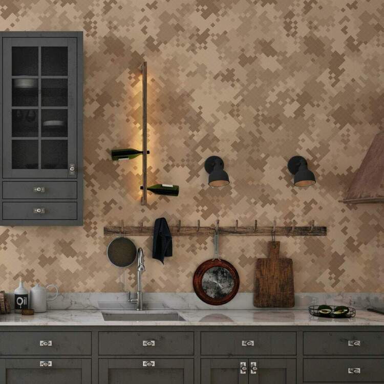 Papel de Parede Camuflagem Bege