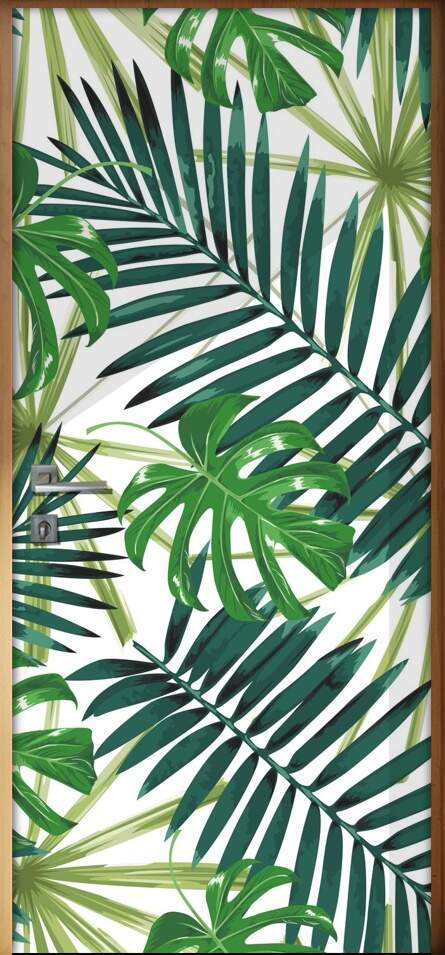 Adesivo Para Porta Folhas Tropicais