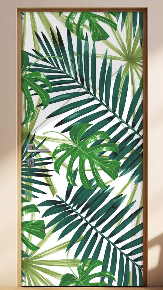 Adesivo Para Porta Folhas Tropicais