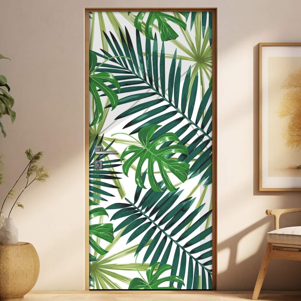 Adesivo Para Porta Folhas Tropicais