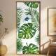 Adesivo Para Porta Folhas Verdes Com Flores Azuis