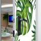 Adesivo Para Porta Folhas Verdes Com Flores Azuis