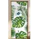 Adesivo Para Porta Folhas Verdes Com Flores Azuis
