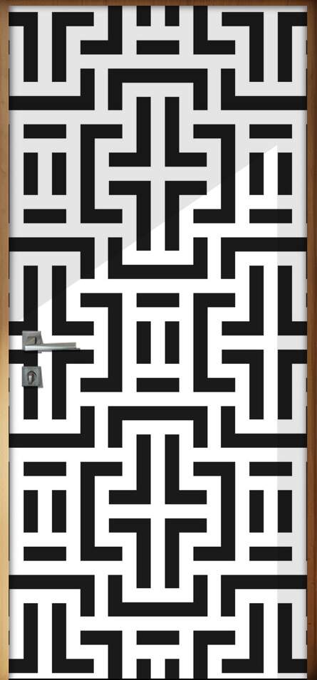 Adesivo Para Porta Geometrica Preto E Branco