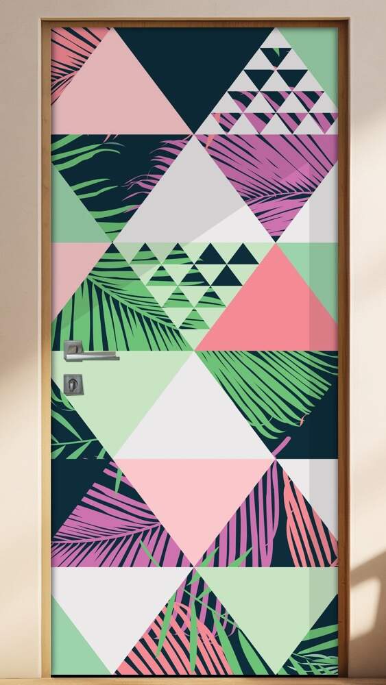 Adesivo Para Porta Tri�ngulos Coloridos