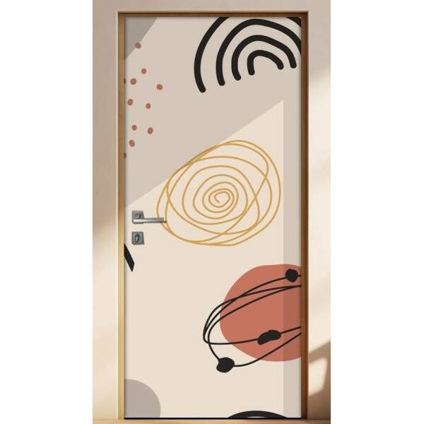 Adesivo Para Porta Jateado Impresso Contempor�neo Bege