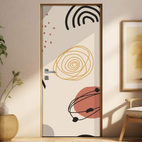 Adesivo Para Porta Jateado Impresso Contempor�neo Bege