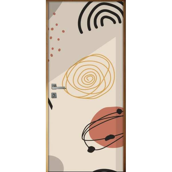 Adesivo Para Porta Jateado Impresso Contempor�neo Bege