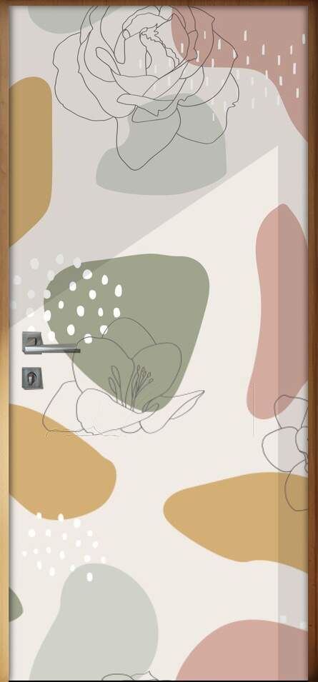 Adesivo Para Porta Jateado Impresso Contempor�neo Rosa E Verde