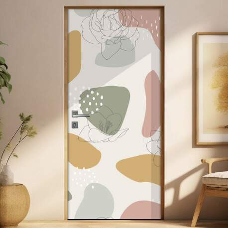 Adesivo Para Porta Jateado Impresso Contemporneo Rosa E Verde