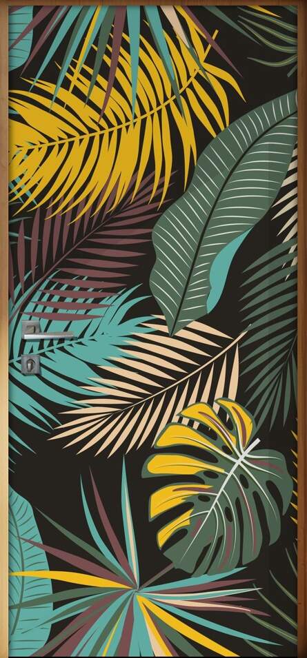 Adesivo Para Porta Jateado Impresso Floral Colorido