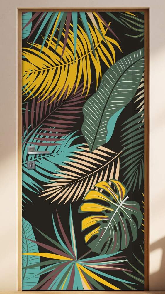 Adesivo Para Porta Jateado Impresso Floral Colorido