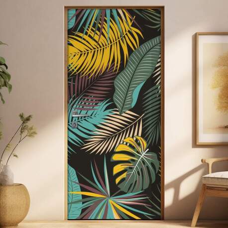 Adesivo Para Porta Jateado Impresso Floral Colorido