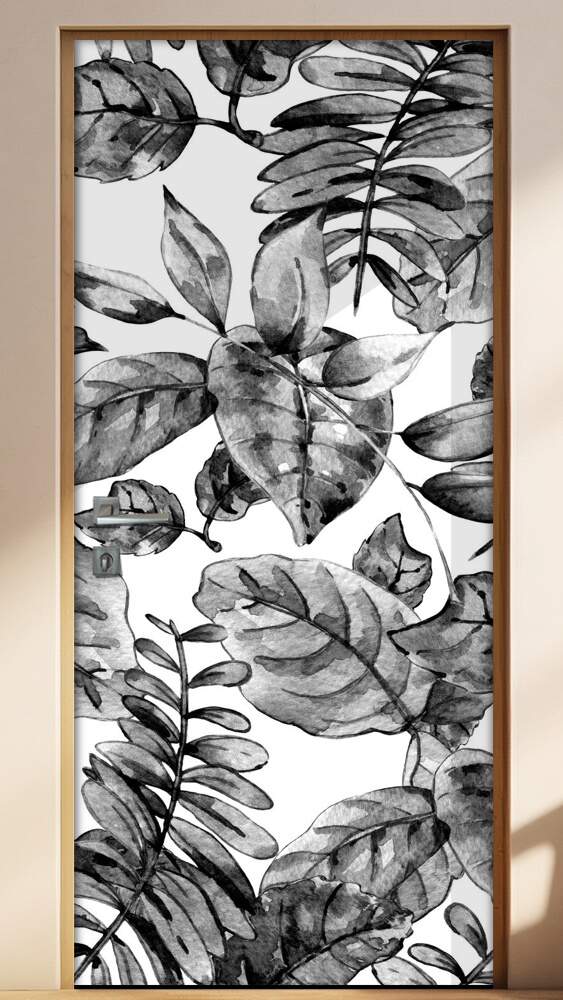 Adesivo Para Porta Jateado Impresso Floral Preto E Branco