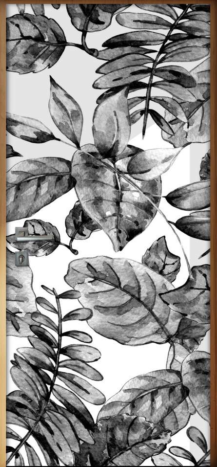 Adesivo Para Porta Jateado Impresso Floral Preto E Branco