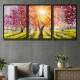 Kit 3 Quadros Decorativos Pintura �rvore e Por do Sol